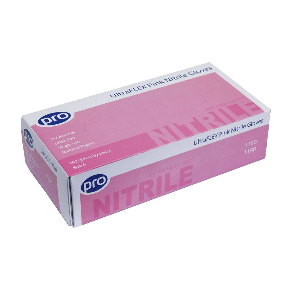 PRO UltraFLEX Pink Nitrile Handskar Box med 100 st